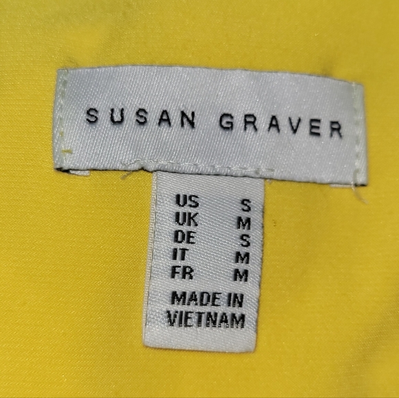 Susan Graver Small Yellow Clip Dot Chiffon Overlay Sleeveless Tunic - Picture 4 of 6
